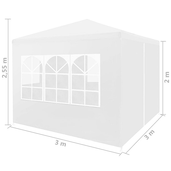 svinību telts, balta, 3x3 m