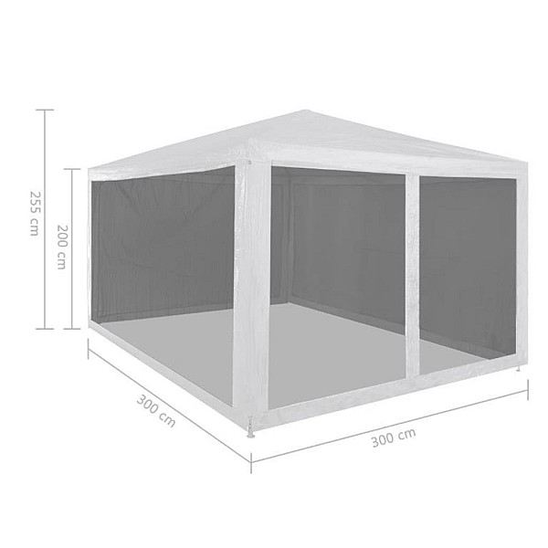 svinību telts ar 4 sieta sienām, 3x3 m