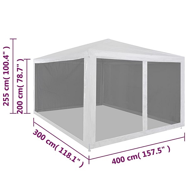 svinību telts ar 4 sieta sienām, 4x3 m