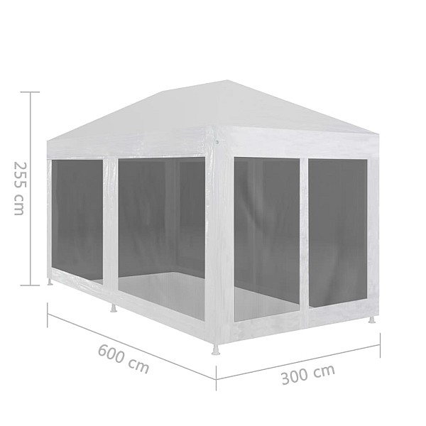 svinību telts ar 6 sieta sienām, 6x3 m