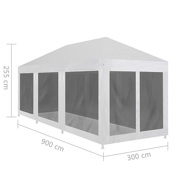 svinību telts ar 8 sieta sienām, 9x3 m