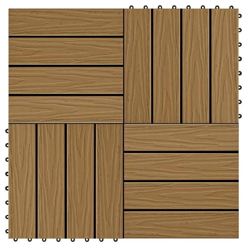 terases flīzes, 11 gab., WPC, 30x30 cm, 1 m2, tīkkoka krāsa