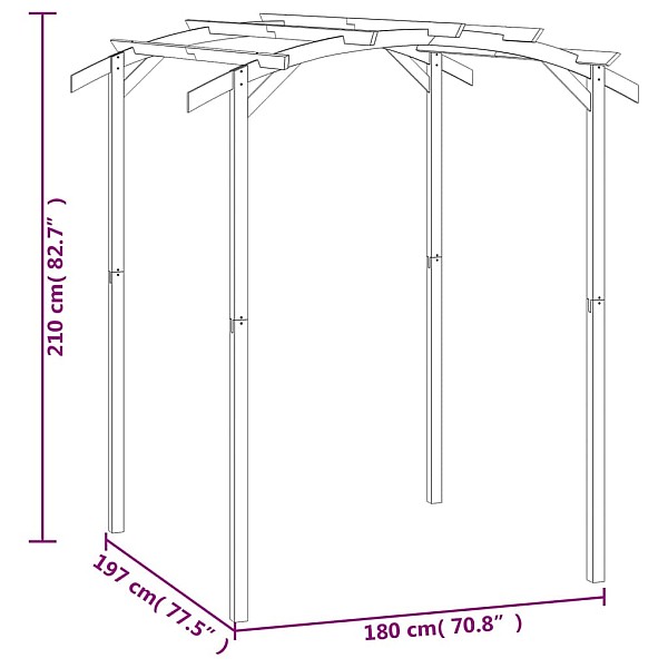 dārza pergola, impregnēts priedes koks, 180x197x210 cm