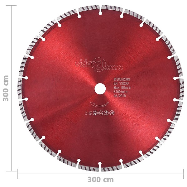 dimanta griešanas disks, ar turbo, tērauds, 300 mm