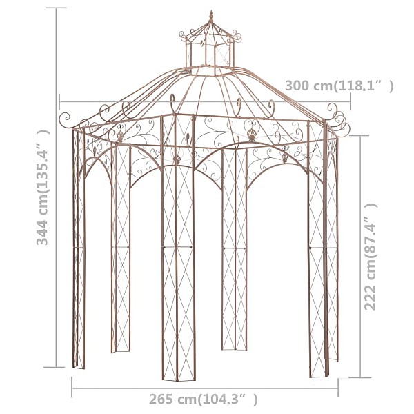 dārza paviljons, 3 m, antīki brūna dzelzs