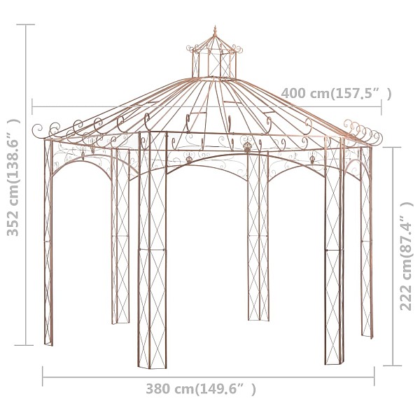 dārza paviljons, 4 m, antīki brūna dzelzs