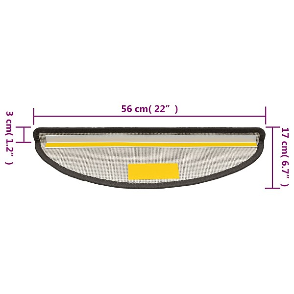 kāpņu paklāji, 15 gab., tumši pelēki, 56x17x3 cm