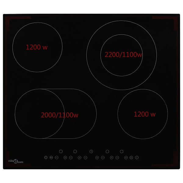 keramiskā plīts ar 4 riņķiem, skārienjūtīga, 6600 W