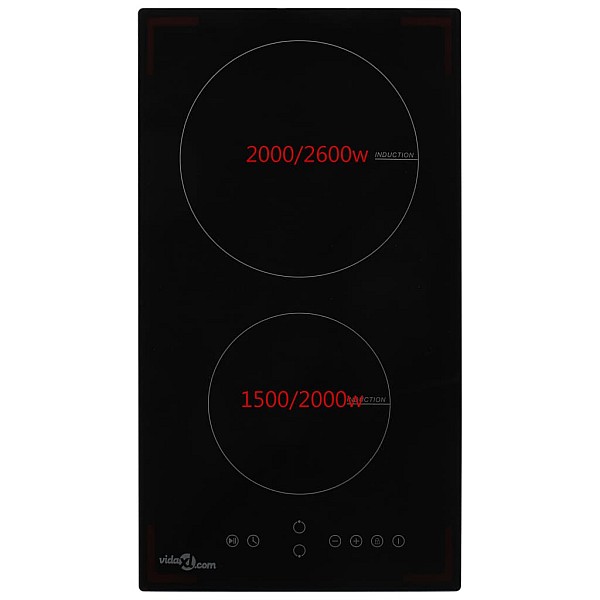 indukcijas plīts ar 2 riņķiem, skārienjūtīga, stikls, 3500 W