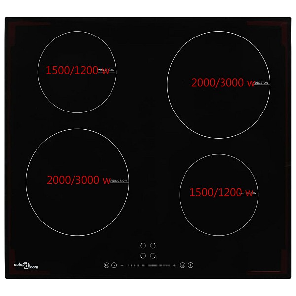 indukcijas plīts ar 4 riņķiem, skārienjūtīga, stikls, 7000 W
