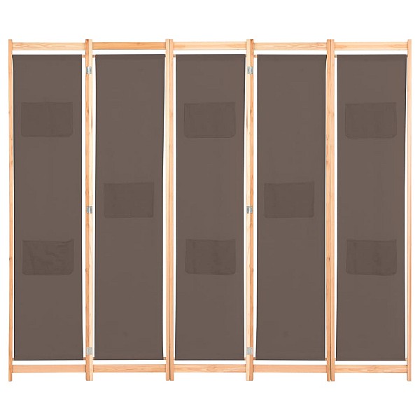 5-paneļu istabas aizslietnis, 200x170x4 cm, brūns audums