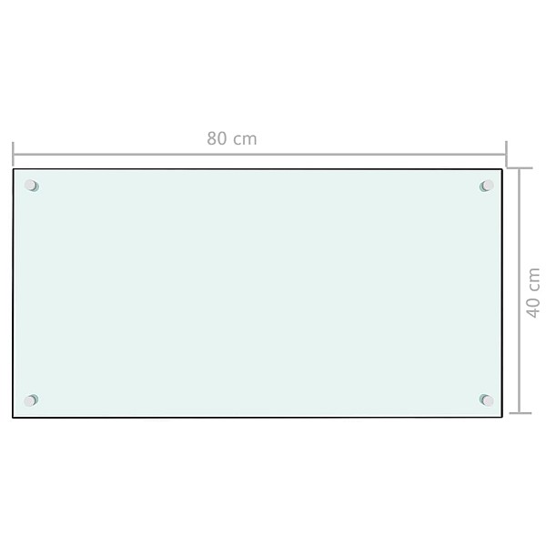 virtuves sienas panelis, 80x40 cm, rūdīts stikls, balts