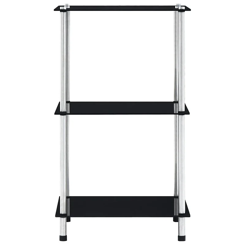 3-līmeņu plaukts, melns, 40x40x67 cm, rūdīts stikls 3-līmeņu plaukts, melns, 40x40x67 cm, rūdīts stikls