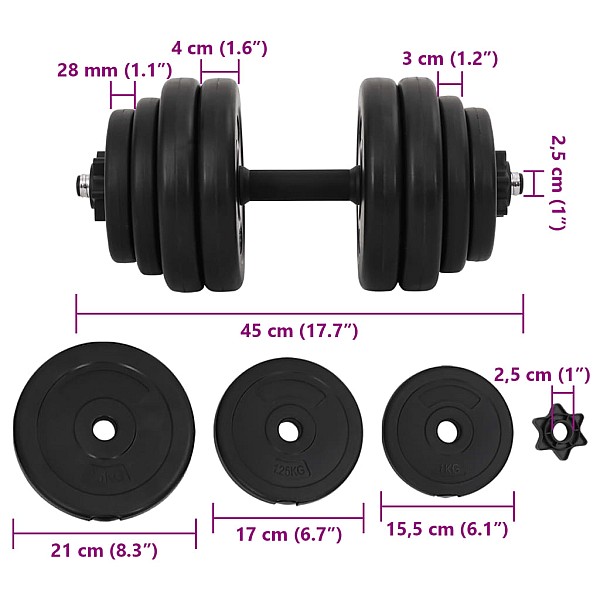 hanteles, 2x15 kg