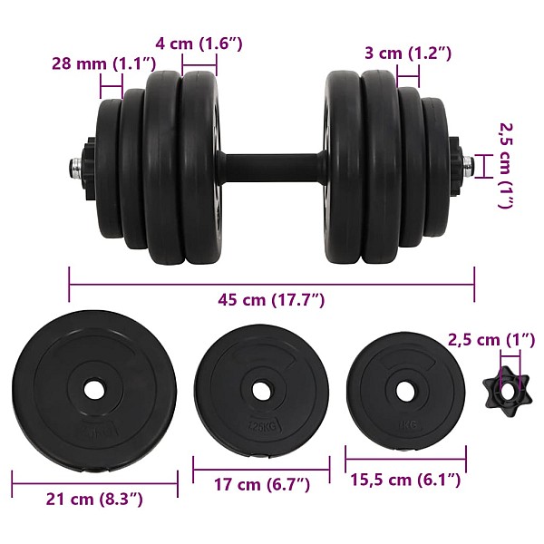 hanteles, 15 kg