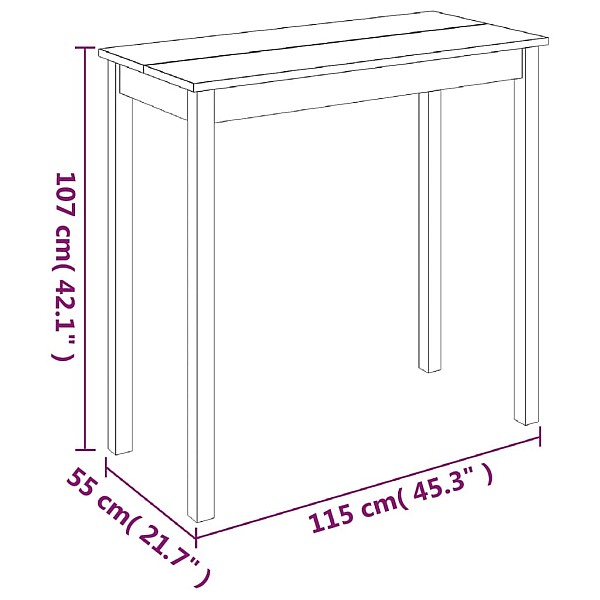 bāra galds, 115x55x107 cm, melns MDF