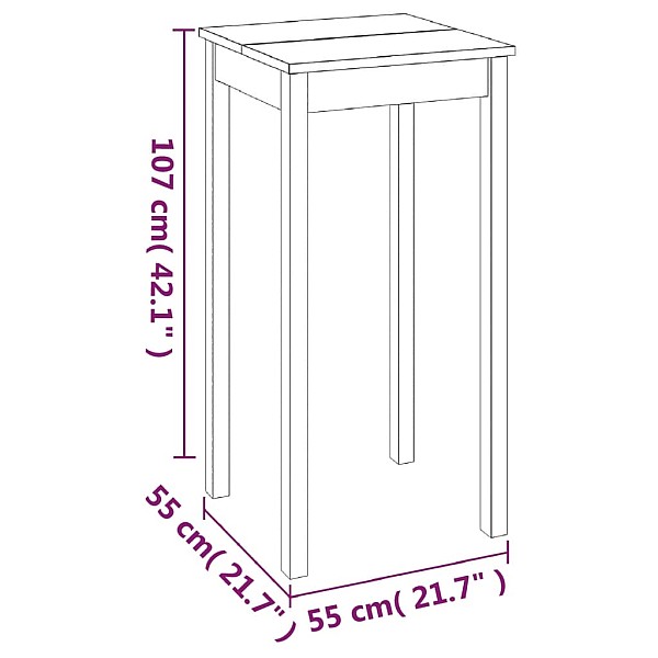 bāra galds, 55x55x107 cm, melns MDF