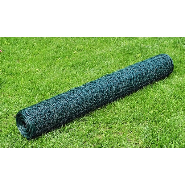 stiepļu žogs ar PVC pārklājumu, 25x0,5 m, zaļš