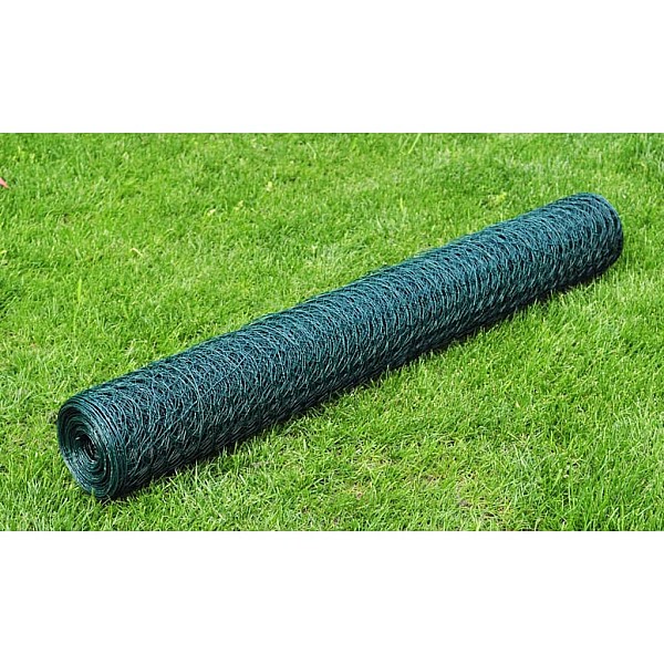 stiepļu žogs ar PVC pārklājumu, 25x1 m, zaļš