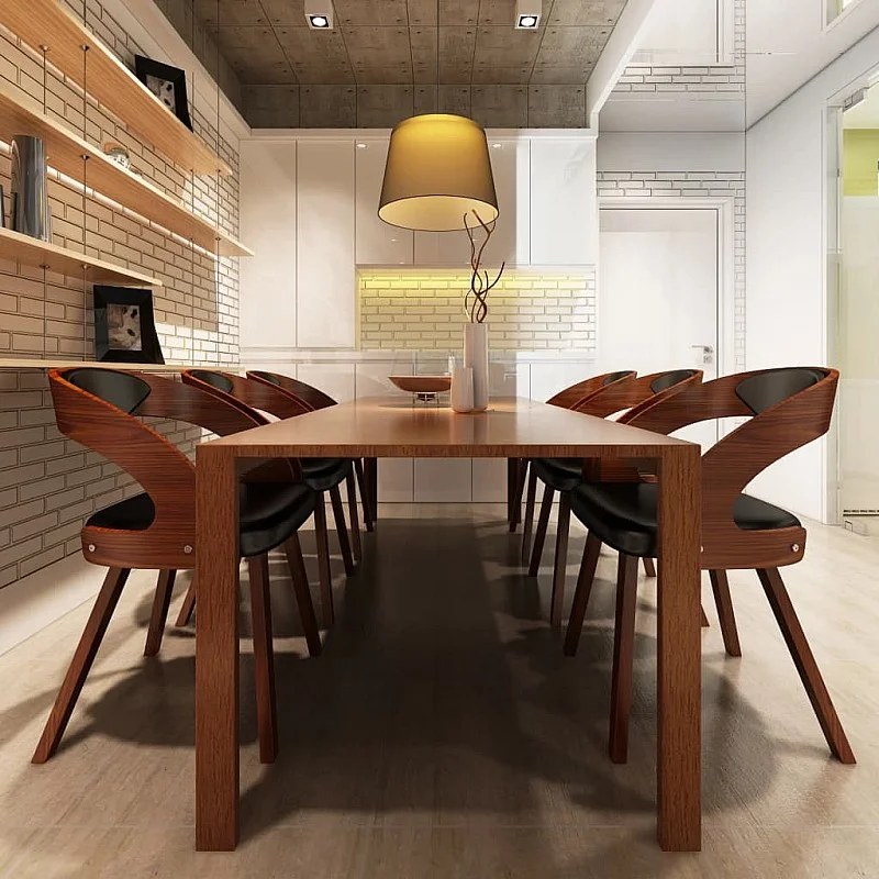 virtuves krēsli, 6 gab., brūna mākslīgā āda