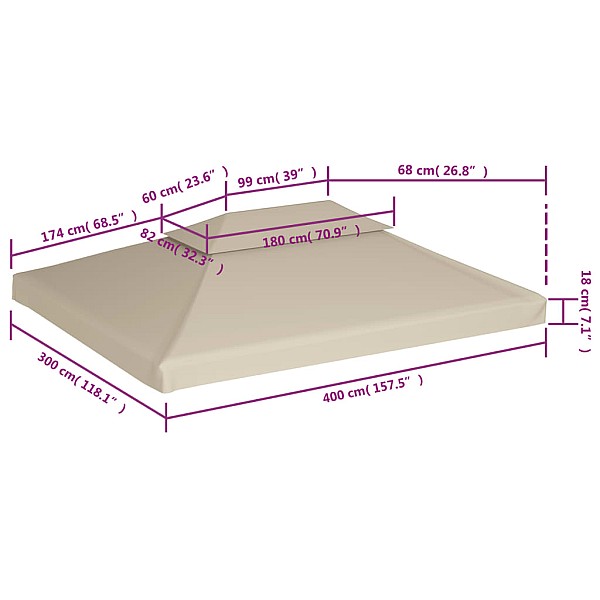 nojumes jumta maiņas pārklājs, 3 x 4 m, 310 g/m², bēšs