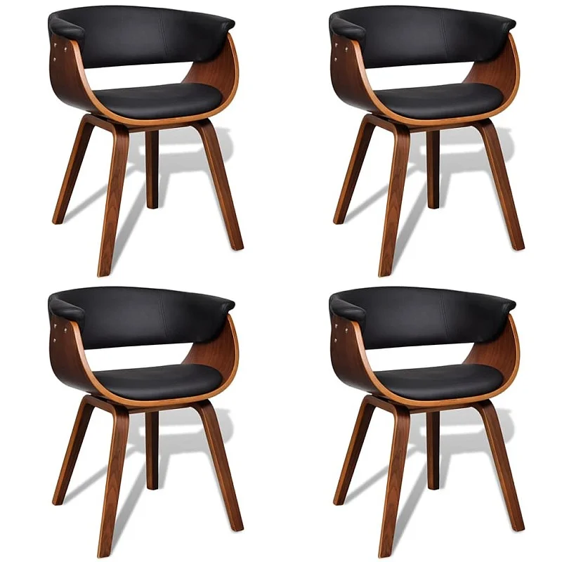 virtuves krēsli, 4 gab., liekts koks un mākslīgā āda