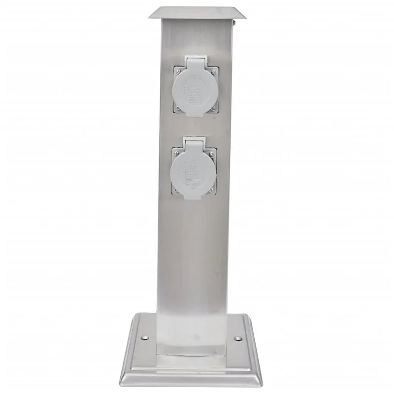 Nerūdijančio Plieno Stovas su Kištukiniais Lizdais Sodui Nerūdijančio Plieno Stovas su Kištukiniais Lizdais Sodui