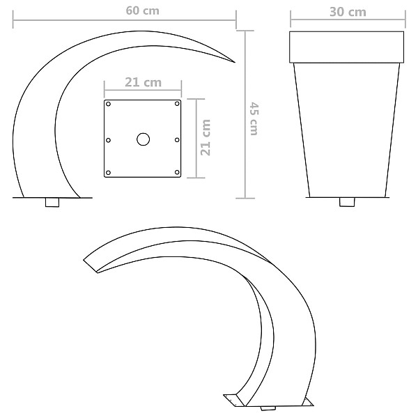 Dārza baseinu strūklaka, nerūsējošais tērauds, 45x30x60 cm