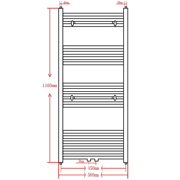 Dvieļu žāvētājs centrālajai apkurei, 500 x 1160 mm, pelēks, izliekts