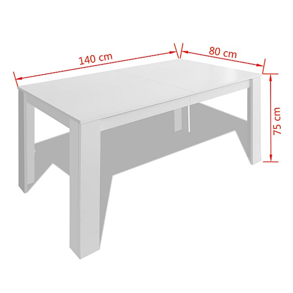 balts virtuves galds, 140x80x75 cm