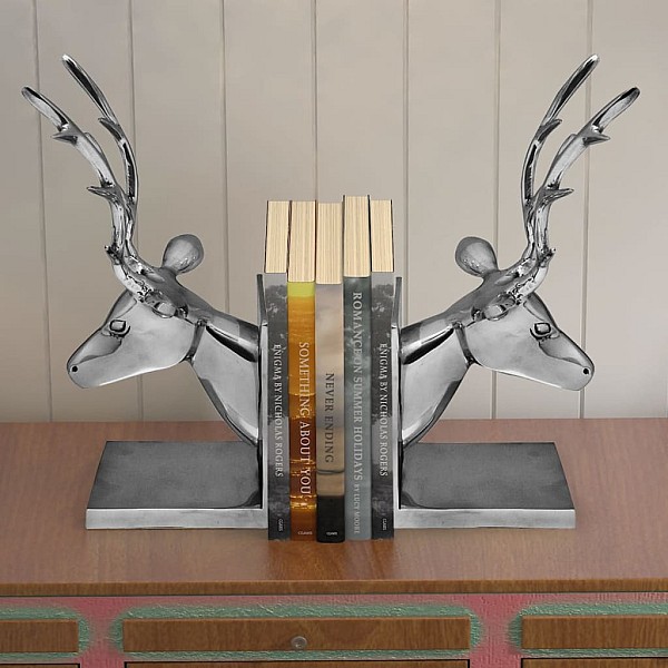 Bookends Brieži 2 gab Alumīnija Sudrabs