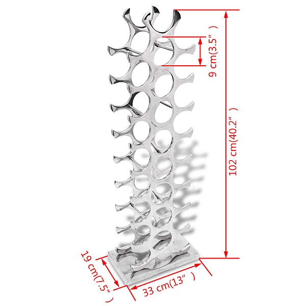 alumīnija vīna plaukts 27 pudelēm, sudraba