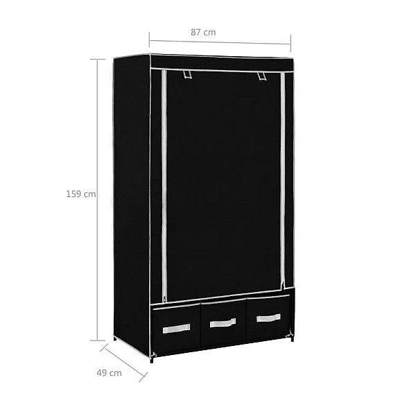 skapis, 87x49x159 cm, melns audums