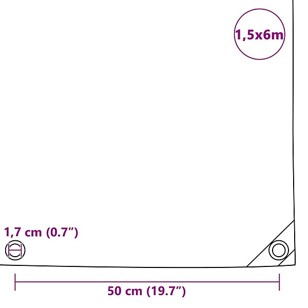 brezenta pārklājs, 650 g/m², 1,5x6 m, pelēks