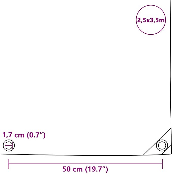 brezenta pārklājs, 650 g/m², 2,5x3,5 m, pelēks