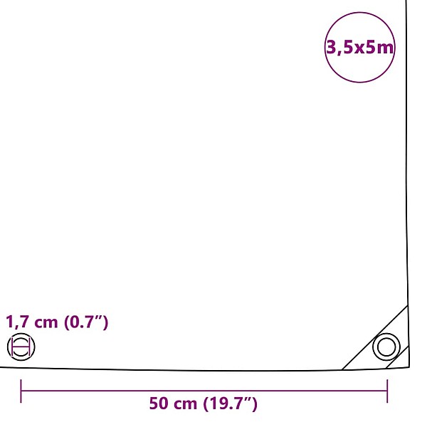 brezenta pārklājs, 650 g/m², 3,5x5 m, pelēks