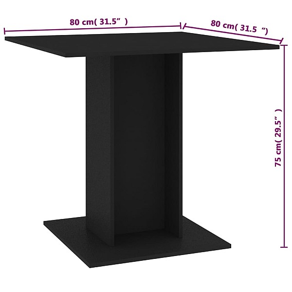 virtuves galds, 80x80x75 cm, inženierijas koks, melns