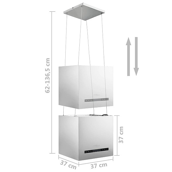 piekarams tvaika nosūcējs, skārienjutīgs LCD, 37 cm, tērauds