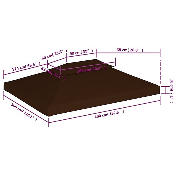 nojumes jumta pārsegs, divdaļīgs, 310 g/m², 4x3 m, brūns