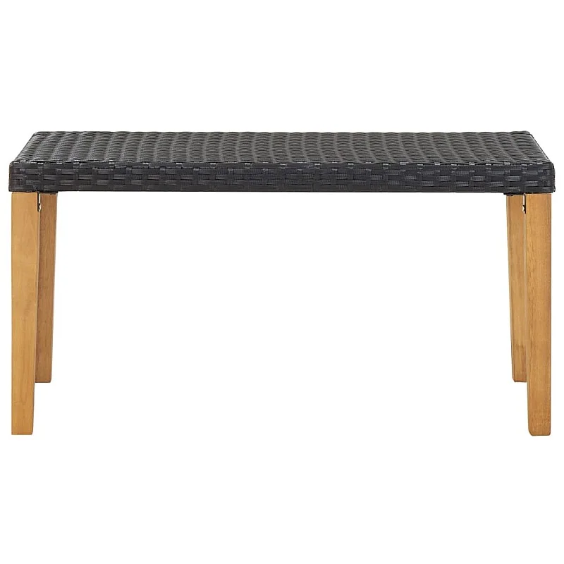 Sodo suoliukas, juodas, 120cm, poliratanas ir akacijos masyvas Sodo suoliukas, juodas, 120cm, poliratanas ir akacijos masyvas