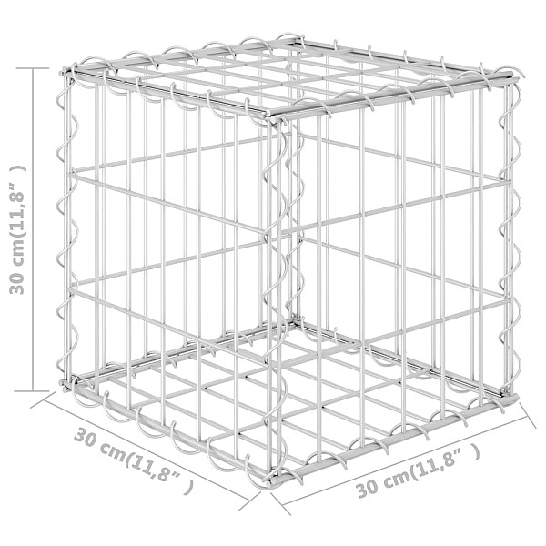 gabions, augstā puķu kaste, tērauda stieple, 30x30x30 cm