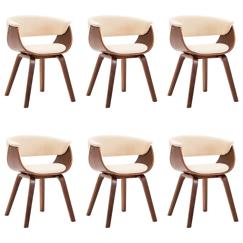 virtuves krēsli, 6gab., liekts koks un mākslīgā āda, krēmkrāsas virtuves krēsli, 6gab., liekts koks un mākslīgā āda, krēmkrāsas