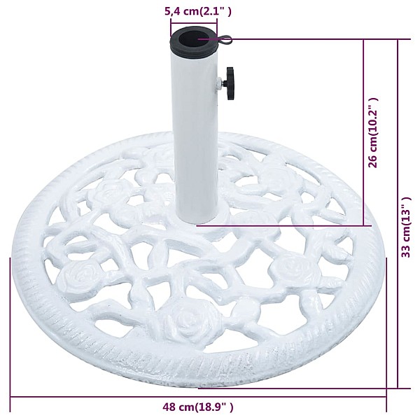 saulessarga pamatne, balta, 12 kg, 48 cm, čuguns