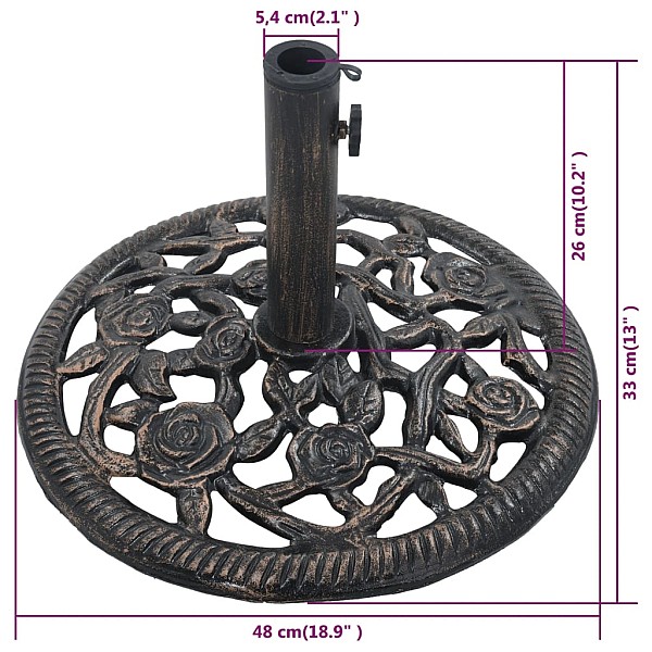 saulessarga pamatne, bronzas krāsa, 12 kg, 48 cm, čuguns