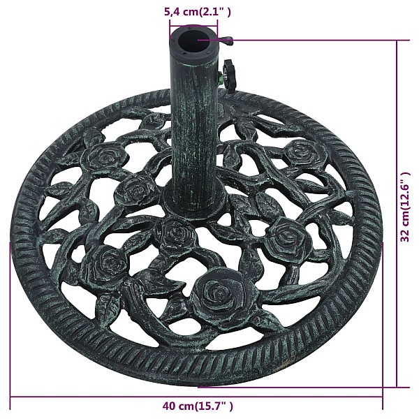 saulessarga pamatne, zaļa, 9 kg, 40 cm, čuguns