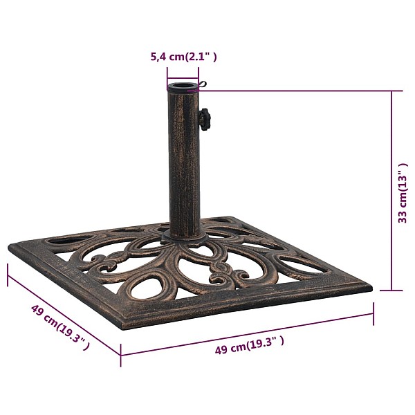 saulessarga pamatne, bronzas krāsa, 12 kg, 49 cm, čuguns