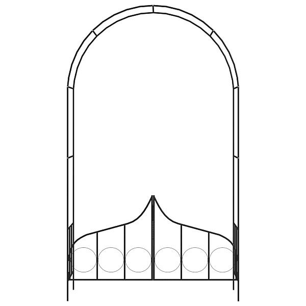dārza arka ar vārtiem, melna, 138x40x238 cm, dzelzs