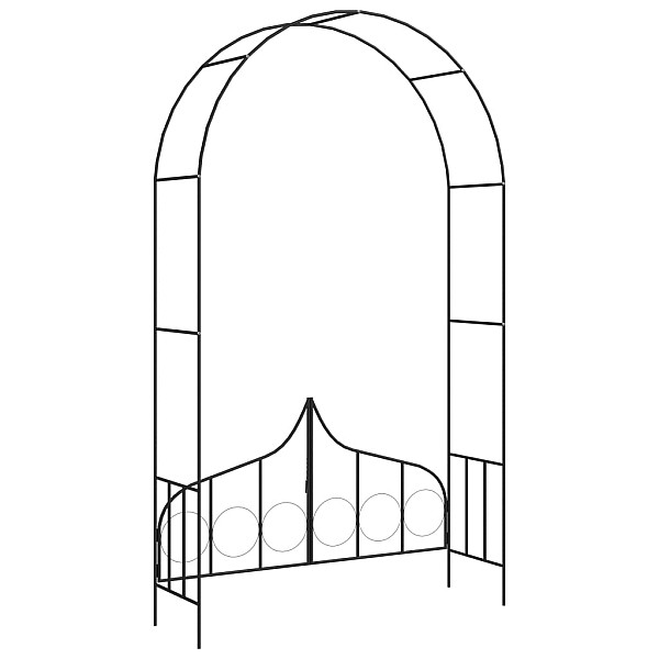 dārza arka ar vārtiem, melna, 138x40x238 cm, dzelzs