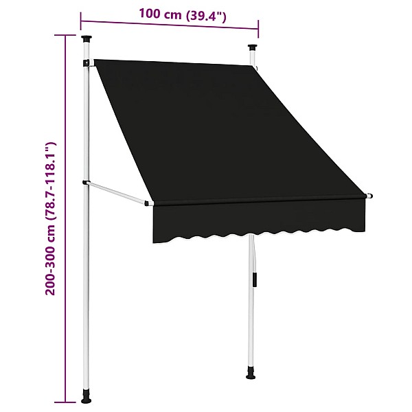 izvelkama markīze, 100 cm, manuāli darbināma, antracītpelēka