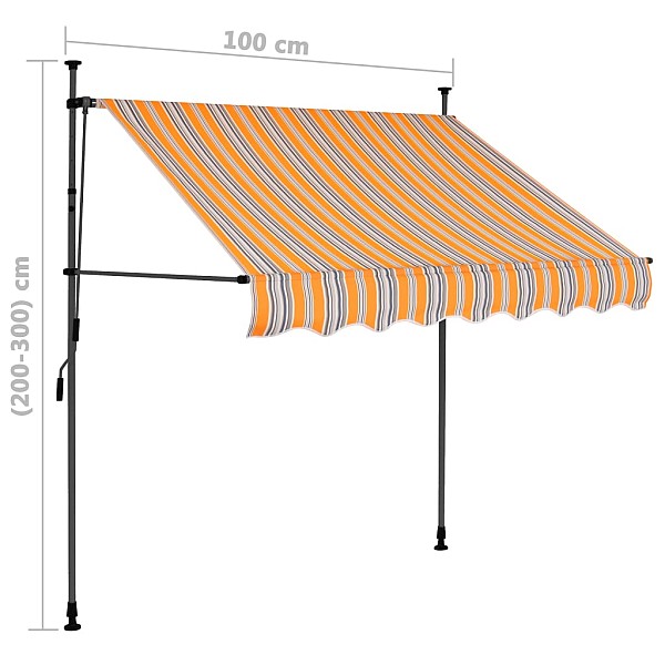 izvelkama markīze, manuāla, ar LED, 100 cm, dzeltena un zila